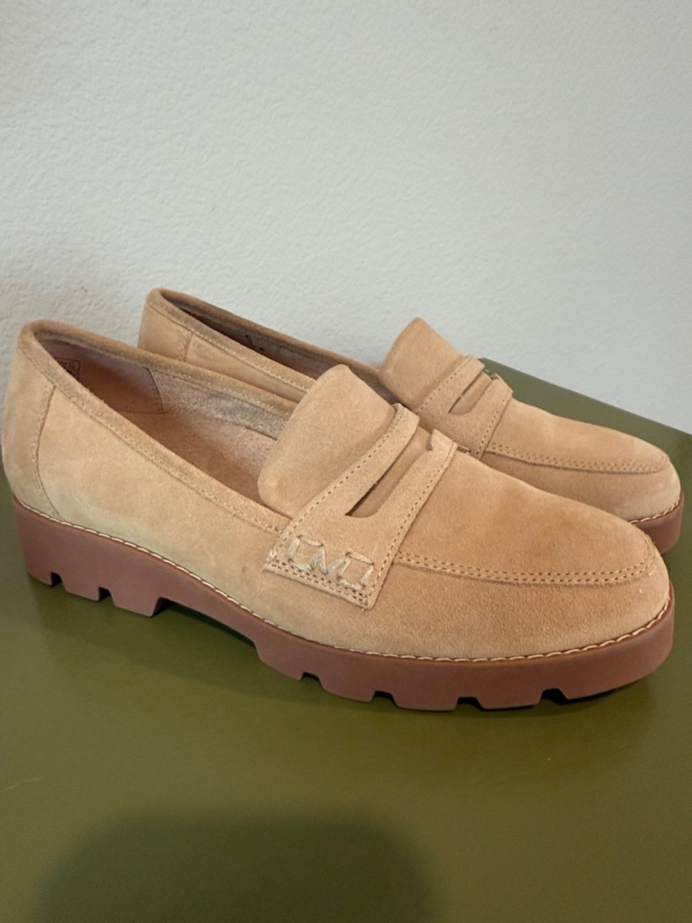 Vionic Suede Penny Loafers in Light Tan